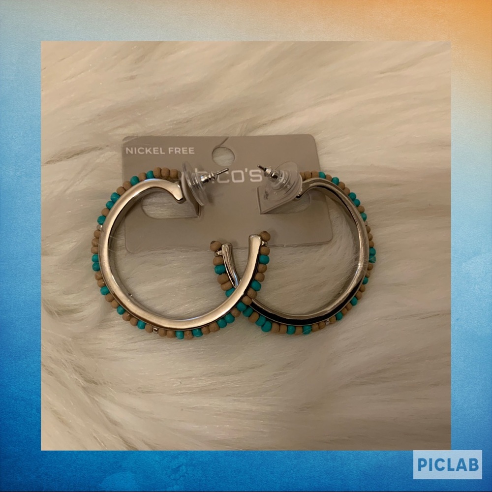 Chico’s Pompano Turquoise Hoop Earrings NWT